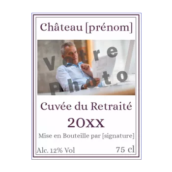 etiquette bouteille retraite mauve vin 