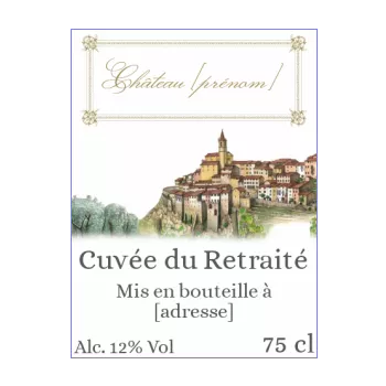etiquette bouteille retraite blanc vin alcool 