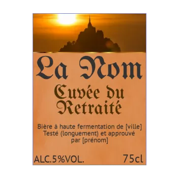 etiquette bouteille retraite biere marron 