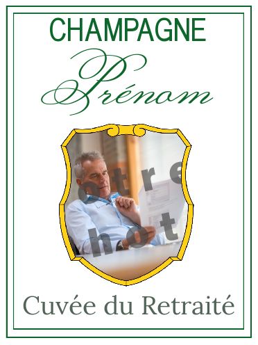 Etiquette Bouteille Retraite Champagne Blason avec photo à imprimer