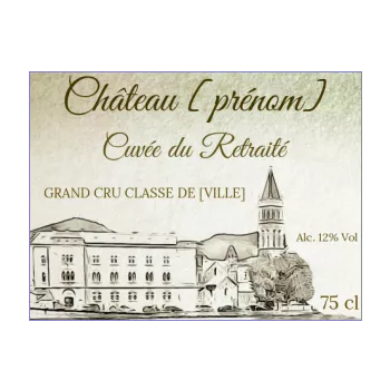 etiquette bouteille retraite marron vin 