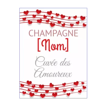 etiquette bouteille champagne saint valentin coeur rouge 