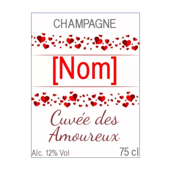 etiquette bouteille champagne saint valentin coeur rouge 