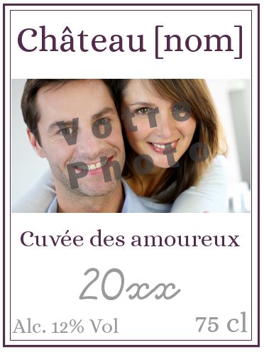Etiquette Bouteille Saint Valentin Blanc avec photo à imprimer