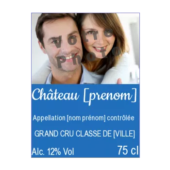 etiquette bouteille bleu vin alcool 