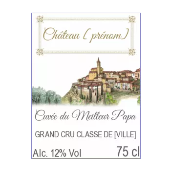 etiquette bouteille papa fete chateau vin 