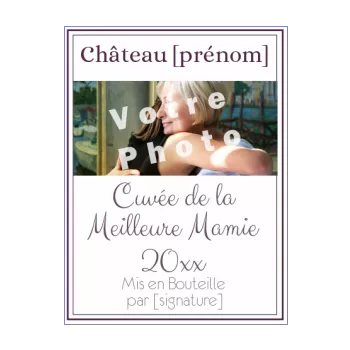 etiquette bouteille meilleur grand mere fete mauve vin 