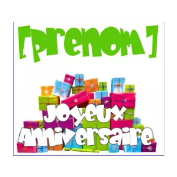 etiquette anniversaire cadeau bleu mauve rouge vert 