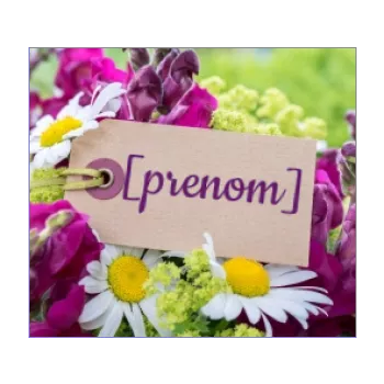 etiquette anniversaire cadeau fleur mauve 