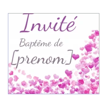 etiquette bapteme cadeau coeur fille rose 