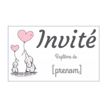 etiquette dragee bapteme cadeau coeur rose animaux 