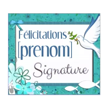 etiquette bapteme cadeau oiseau bleu vert 