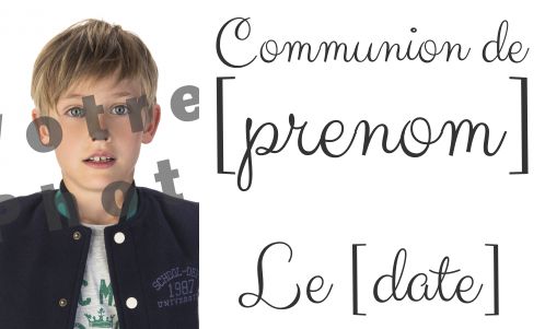 Etiquette Cadeau Communion Blanc avec photo à imprimer