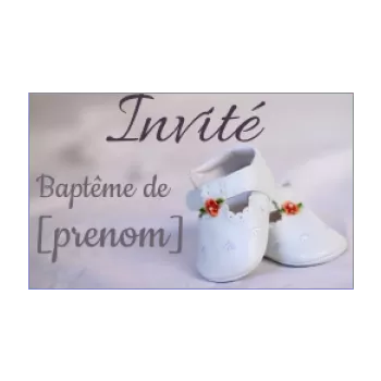 etiquette dragee bapteme cadeau chaussure fille mauve 