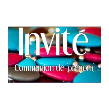 etiquette dragee cadeau communion bleu bonbon rouge 