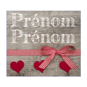 etiquette dragee mariage cadeau coeur bois rouge ruban 