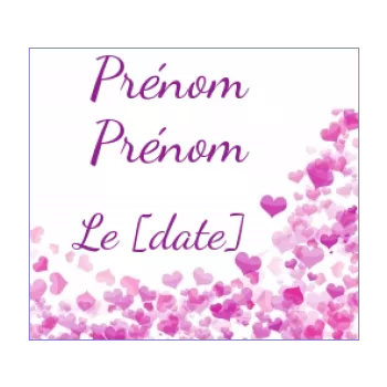 etiquette dragee mariage cadeau coeur mauve rose 