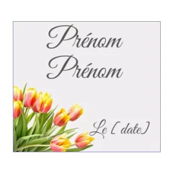 etiquette dragee mariage cadeau fleur gris orange 