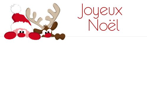 Etiquette Cadeau Noel Renne Pere Noel à imprimer (carte 2521)