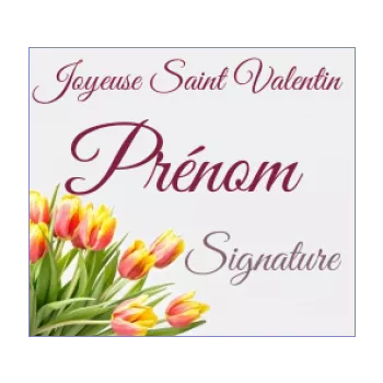 etiquette cadeau saint valentin fleur jaune orange 