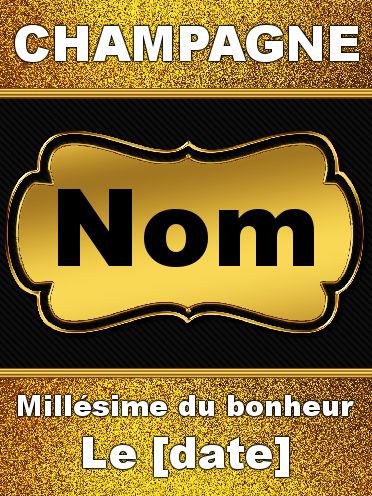 Etiquette Bouteille Mariage Champagne Jaune gratuit à imprimer