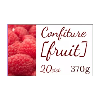 etiquette confiture framboise fruit blanc rouge 