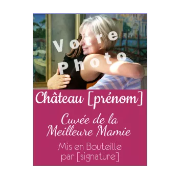 etiquette bouteille meilleur grand mere champagne fete mauve vin 