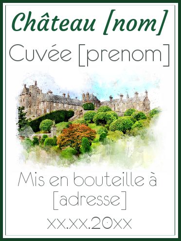 Etiquette Bouteille Naissance Bebe Chateau gratuit à imprimer