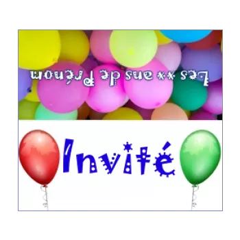 etiquette anniversaire carton table ballon enfant place rouge vert 