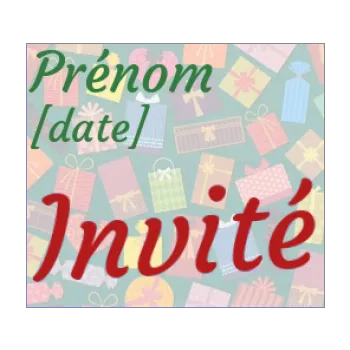 etiquette anniversaire carton cadeau table place rouge vert 