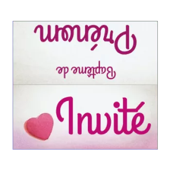 etiquette bapteme table coeur mauve 