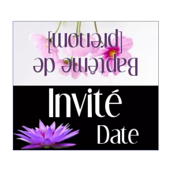 etiquette bapteme table fleur mauve noir 