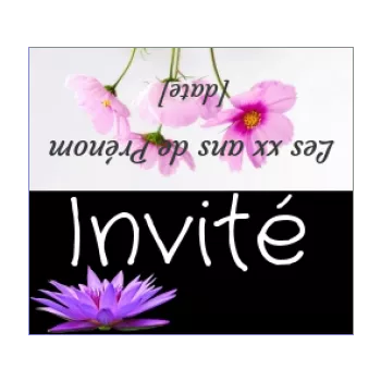 etiquette anniversaire carton table fleur mauve noir place 