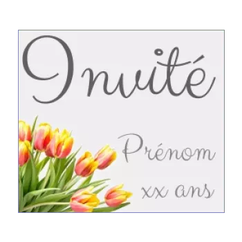 etiquette anniversaire carton table fleur gris place 