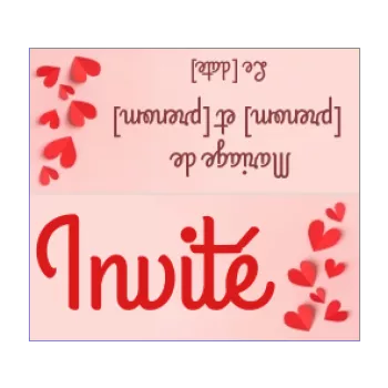 etiquette mariage table coeur papier rouge 