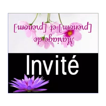 etiquette mariage table fleur mauve noir rose 