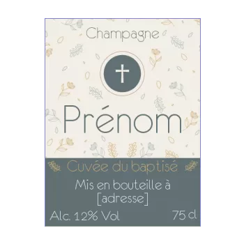 etiquette bouteille bapteme champagne bleu croix alcool 