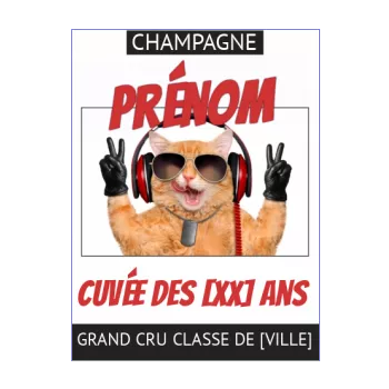 etiquette bouteille champagne humour chat rouge alcool 