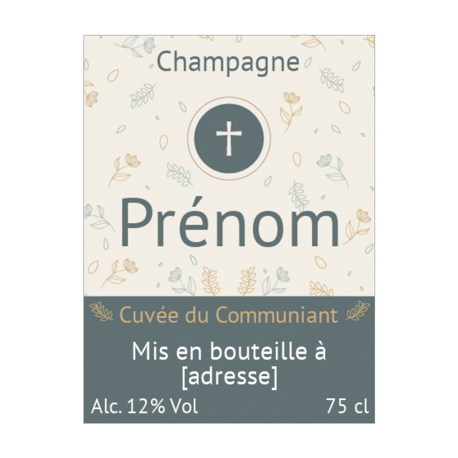Etiquette Bouteille Champagne Communion Fleur Bleu Gratuit A Imprimer Carte 3067