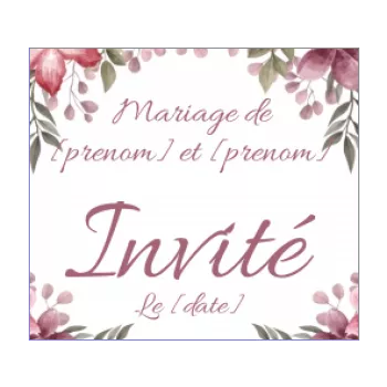 etiquette mariage cadeau fleur mauve rose 