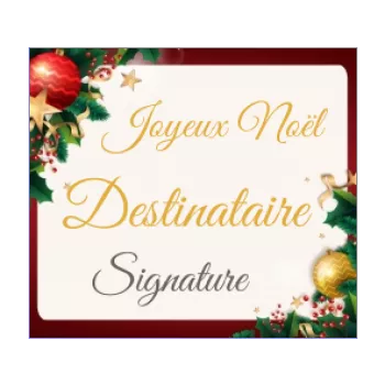 etiquette cadeau noel doree boule rouge sapin 