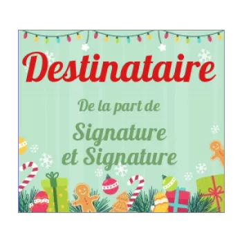 etiquette cadeau noel bonbon boule dessin vert 