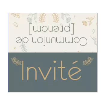 etiquette communion table bleu fleur marron 