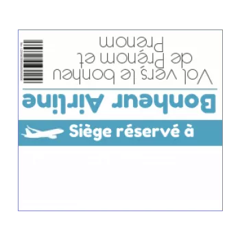 etiquette mariage table billet avion bleu 