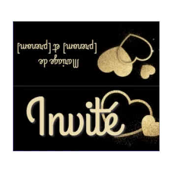 etiquette mariage table coeur doree noir 