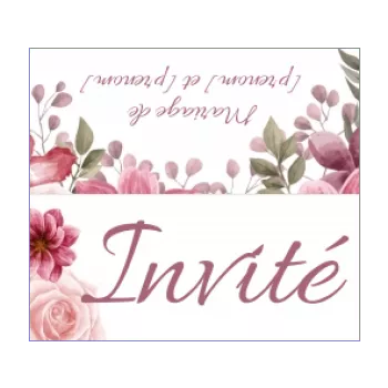 etiquette mariage table fleur mauve rose 