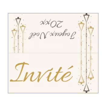 etiquette marque place repas noel table doree jaune sapin 