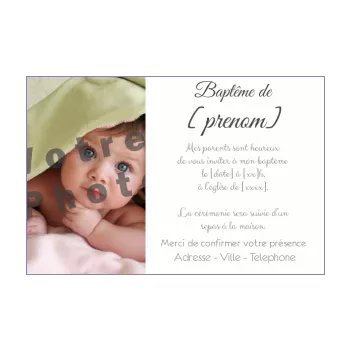 faire part bapteme blanc elegant 
