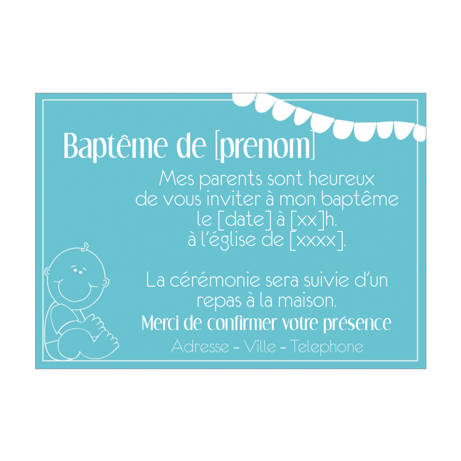 Faire Part Bapteme Bebe Garcon Bleu gratuit à imprimer (carte 700)