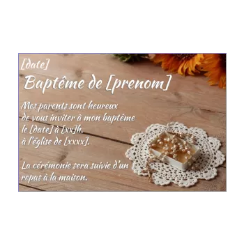 faire part bapteme bois croix marron 